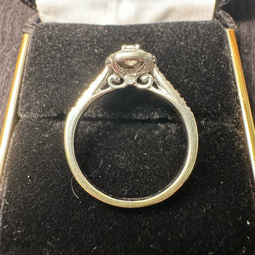 1/2 Ct TW Oval/ Round Diamond Engagement Ring - Picture 6 of 13